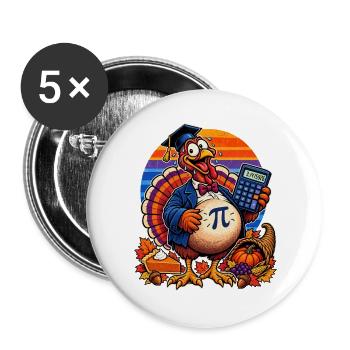 Thanksgiving-Truthahn Mathe-Lehrer mit Pi - Buttons groß 56 mm (5er Pack) - Weiß - Vorne