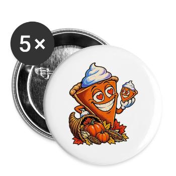 Herbstkuchen-Lächel-Schnitte - Buttons groß 56 mm (5er Pack) - Weiß - Vorne
