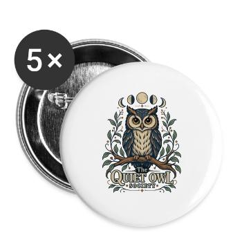 The Quiet Owl Society - Buttons groß 56 mm (5er Pack) - Weiß - Vorne
