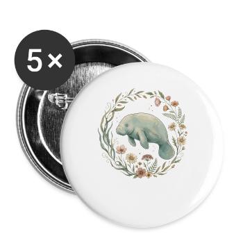 Wildblumen am Manatee Lake - Buttons groß 56 mm (5er Pack) - Weiß - Vorne