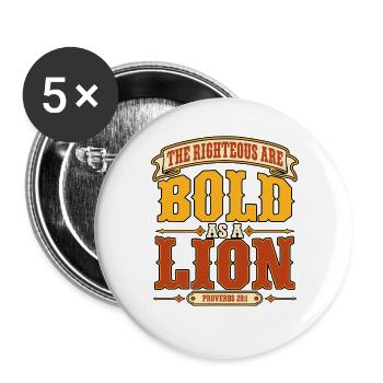 Christlicher Glaube Löwe Spruch - Buttons groß 56 mm (5er Pack) - Weiß - Vorne