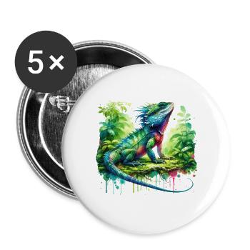 Chinesische Wasseragame Geschenk - Buttons groß 56 mm (5er Pack) - Weiß - Vorne
