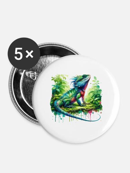 Chinesische Wasseragame Geschenk - Buttons groß 56 mm (5er Pack) - Weiß