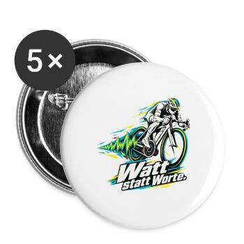 Rennradfahrer Radsport Watt statt Worte - Buttons groß 56 mm (5er Pack) - Weiß - Vorne