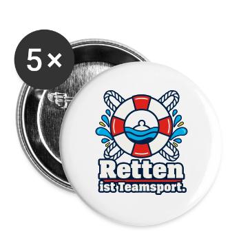 Rettungsschwimmer Lifeguard Team Wasserrettung - Buttons groß 56 mm (5er Pack) - Weiß - Vorne