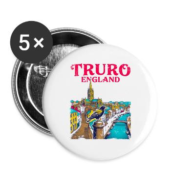 City Truro England Cathedral Scenic Sept 2026 - Buttons groß 56 mm (5er Pack) - Weiß - Vorne