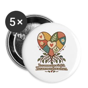 Patchworkfamilie Stiefeltern Bonusmama Bonuspapa - Buttons groß 56 mm (5er Pack) - Weiß - Vorne