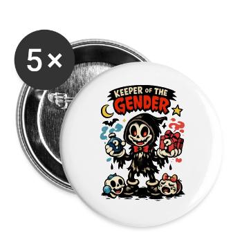 Keeper Of The Gender Halloween Kostüm Babyparty - Buttons groß 56 mm (5er Pack) - Weiß - Vorne