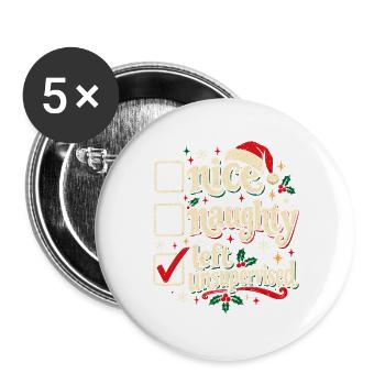 Brav oder Ungezogen unbeaufsichtigt - Buttons groß 56 mm (5er Pack) - Weiß - Vorne