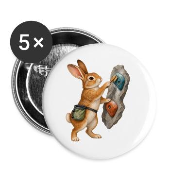 Hase bürstet einen Klettergriff - Buttons groß 56 mm (5er Pack) - Weiß - Vorne