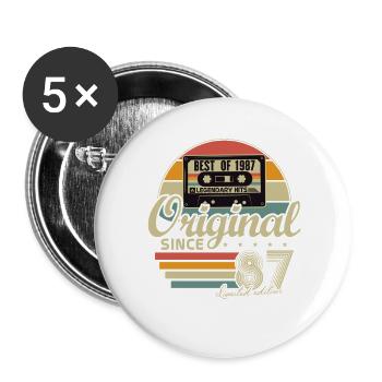 Original 1987 Jahrgang Vintage Geburtstag Retro - Buttons groß 56 mm (5er Pack) - Weiß - Vorne