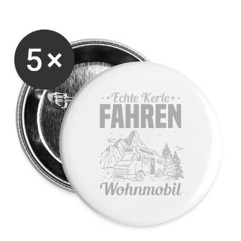 Wohnmobil Kerl - Buttons groß 56 mm (5er Pack) - Weiß - Vorne