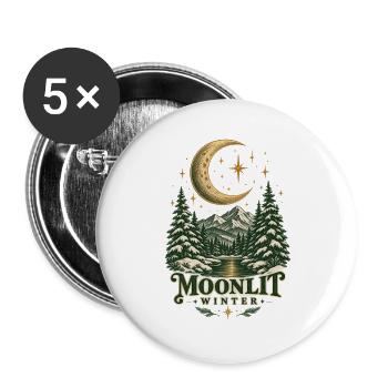 Mondbeschienener Winterwappen - Buttons groß 56 mm (5er Pack) - Weiß - Vorne
