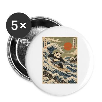 Panda, Surfen, Japanisch, Surfer, Pandabär - Buttons groß 56 mm (5er Pack) - Weiß - Vorne