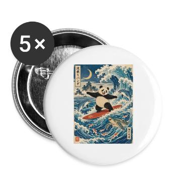 Panda, Surfen, Japanisch, Surfer, Pandabär - Buttons groß 56 mm (5er Pack) - Weiß - Vorne