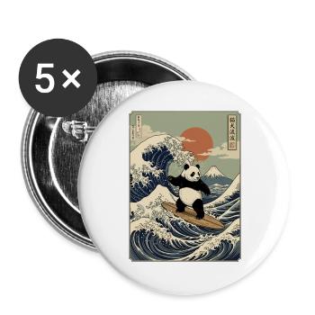 Panda, Surfen, Japanisch, Surfer, Pandabär - Buttons groß 56 mm (5er Pack) - Weiß - Vorne