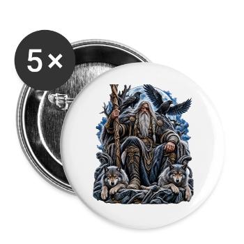 Odin – Allvater der nordischen Mythologie - Buttons groß 56 mm (5er Pack) - Weiß - Vorne