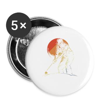 Vintage Golfer Opa - Buttons groß 56 mm (5er Pack) - Weiß - Vorne