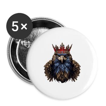 Adler Kopf mit Krone - Buttons groß 56 mm (5er Pack) - Weiß - Vorne