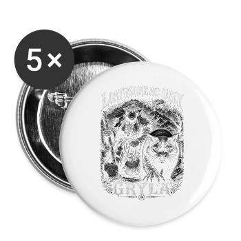 Grýla Julfest Troll mit Weihnachtskatze Nordische  - Buttons groß 56 mm (5er Pack) - Weiß - Vorne