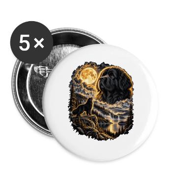 Golden Retriever Mondnacht Natur - Buttons groß 56 mm (5er Pack) - Weiß - Vorne