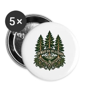 Im Wald bin ich zu Hause - Buttons groß 56 mm (5er Pack) - Weiß - Vorne