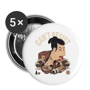 Funny Ukiyoe Sharaku Japanese Food, Ramen, Sushi - Buttons groß 56 mm (5er Pack) - Weiß - Vorne
