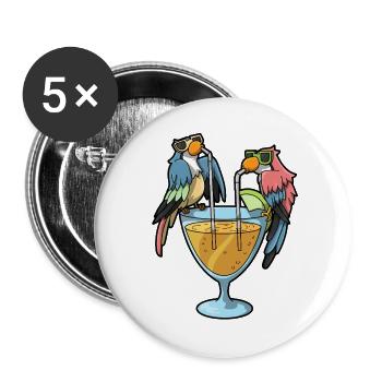 Papageien Cocktail Humor - Buttons groß 56 mm (5er Pack) - Weiß - Vorne