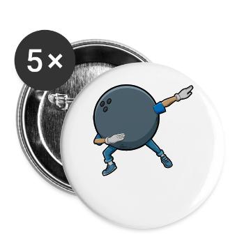Bowling Dab Comic - Buttons groß 56 mm (5er Pack) - Weiß - Vorne