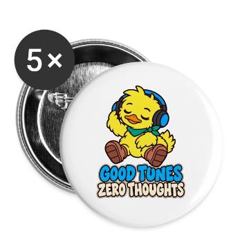 Duck mit Kopfhörern – Good Tunes Zero Thougts - Buttons groß 56 mm (5er Pack) - Weiß - Vorne
