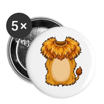 Kuschelige Löwenmähne Plüschheld - Buttons groß 56 mm (5er Pack) - Weiß - Vorne