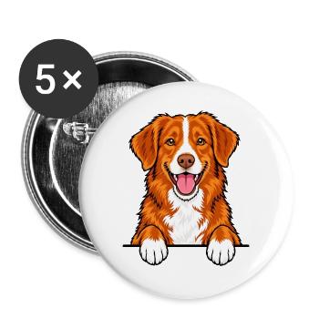 Nova Scotia Duck Tolling Retriever - Buttons groß 56 mm (5er Pack) - Weiß - Vorne