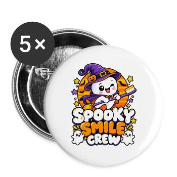 Spooky Smile Crew Halloween - Buttons groß 56 mm (5er Pack) - Weiß - Vorne