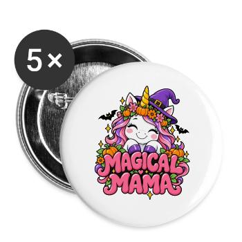 Magische Mama Einhornzauber - Buttons groß 56 mm (5er Pack) - Weiß - Vorne