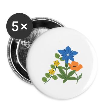 Blumen botanisch Natur Design - Buttons groß 56 mm (5er Pack) - Weiß - Vorne