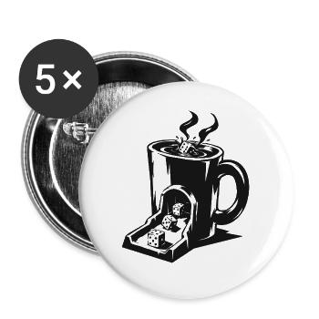 Kaffeewürfelturm - Buttons groß 56 mm (5er Pack) - Weiß - Vorne