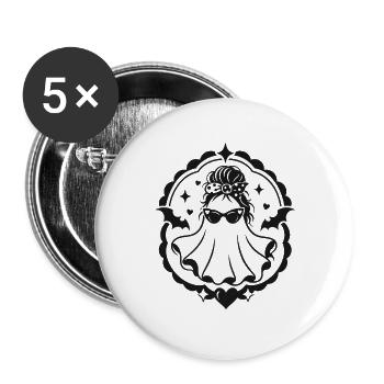 Mama Geist - Buttons groß 56 mm (5er Pack) - Weiß - Vorne