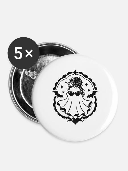 Mama Geist - Buttons groß 56 mm (5er Pack) - Weiß
