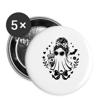 Mama Geist - Buttons groß 56 mm (5er Pack) - Weiß - Vorne