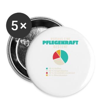 Pflegekraft Bestandteile - Buttons groß 56 mm (5er Pack) - Weiß - Vorne