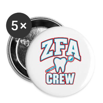 ZFA Crew – Zahnmedizin Team & Praxisalltag - Buttons groß 56 mm (5er Pack) - Weiß - Vorne