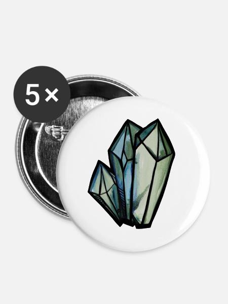 Kristallgeometrisches Aquarell - Buttons groß 56 mm (5er Pack) - Weiß