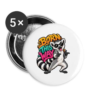 Lemur - Buttons groß 56 mm (5er Pack) - Weiß - Vorne