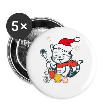 Christmas Party - Buttons groß 56 mm (5er Pack) - Weiß - Vorne