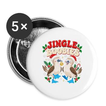 Jingle Boobies mit Weihnachts Glocken Weihnachten - Buttons groß 56 mm (5er Pack) - Weiß - Vorne