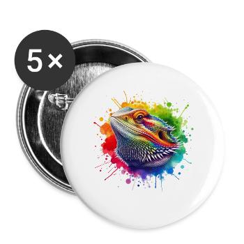 Bartagame Motiv - Buttons groß 56 mm (5er Pack) - Weiß - Vorne