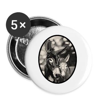 SchwarzWeiss EselDuo Porträt - Buttons groß 56 mm (5er Pack) - Weiß - Vorne