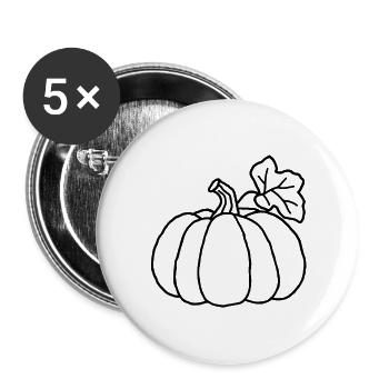 Halloween-Kürbis mit Blatt – Gekritzelte Skizze - Buttons groß 56 mm (5er Pack) - Weiß - Vorne