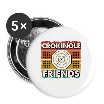 Crokinole Freunde – Komplizen und Alibis - Buttons groß 56 mm (5er Pack) - Weiß - Vorne