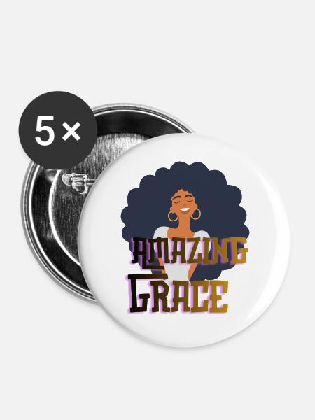 Amazing Grace - Buttons groß 56 mm (5er Pack) - Weiß